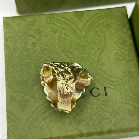 Men’s Gucci, Lionhead crystal motif ring size 10 made in Italy - Picture 6 of 9
